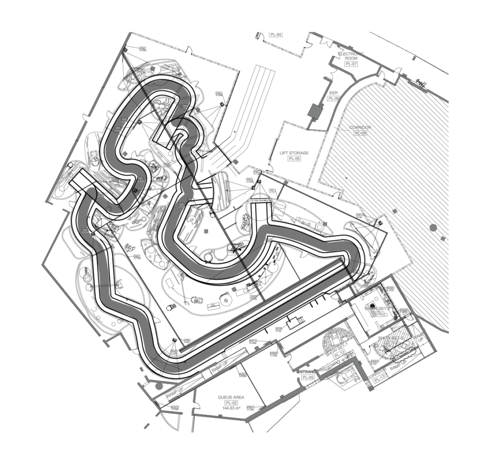 Benno's, Interactive Dark Ride, Track Layout